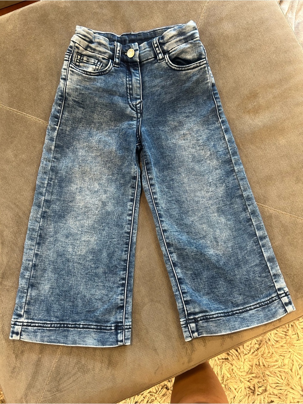 Monnalisa Girls' Wide Leg Washed Denim Jeans - Blue Size 4T Good for 5 years old